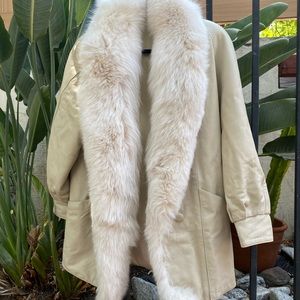 Vintage 70s 80s Paolo Gucci Leather Fox Fur Coat